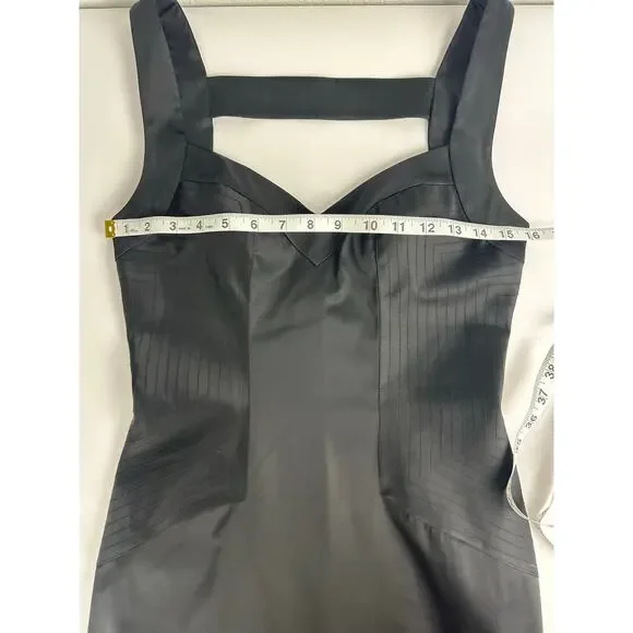 Vintage 90s Y2K Cache Black Satin Bustier Mini Dress Size 4 Small LBD Minimalism - Picture 6 of 12